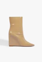 Bota Salto Anabela Cano Médio Nobuck Dourado