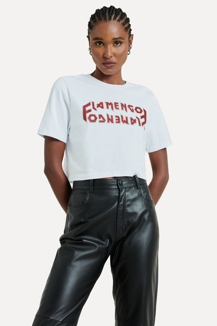 CAMISETA BRANCA REVERSA CROPPED FLAMENGO