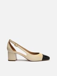 Scarpin Off-White Arezzo Couro Cap Toe Aberto