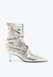 Bota Prata Schutz Salto Baixo Presley Bootie Couro