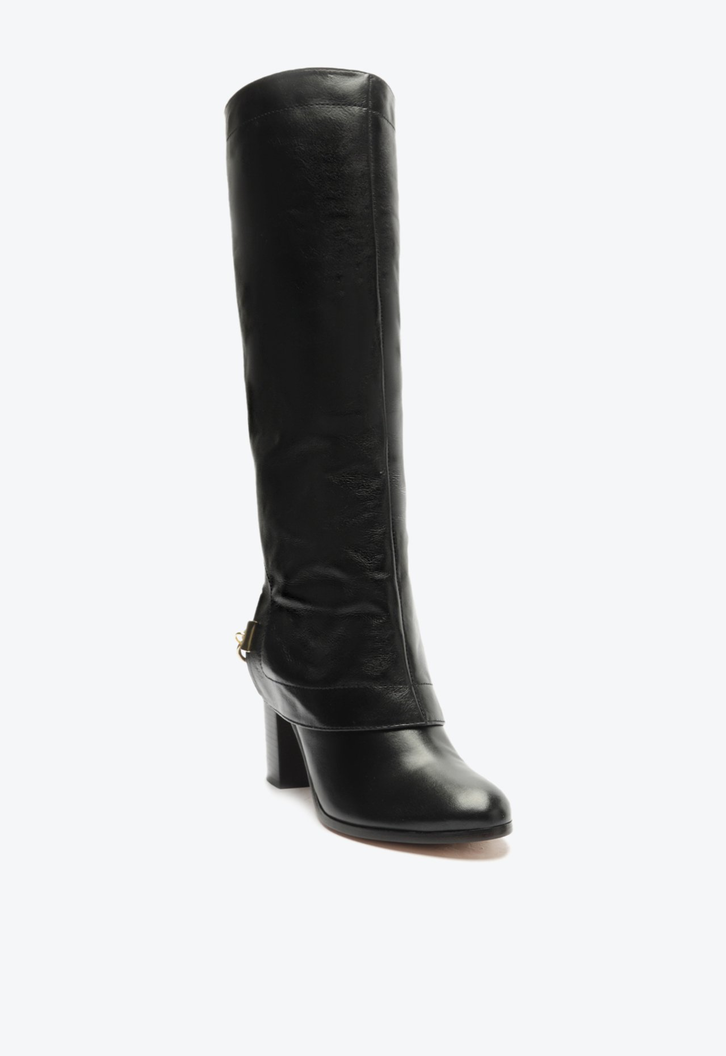 Bota Emmi Couro Cano Alto Preta