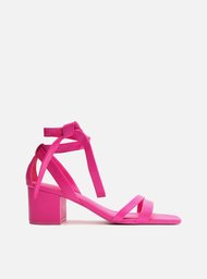 SANDÁLIA ROSA AREZZO SALTO BLOCO LACE UP