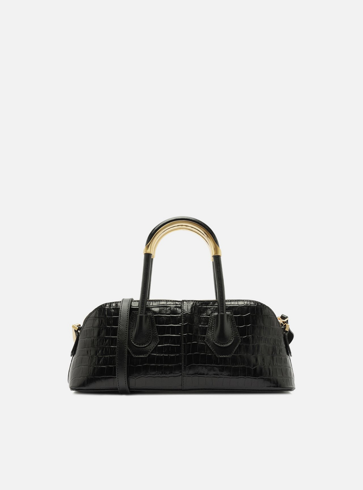 Bolsa Tote Preta Croco Couro Média | ZZ MALL