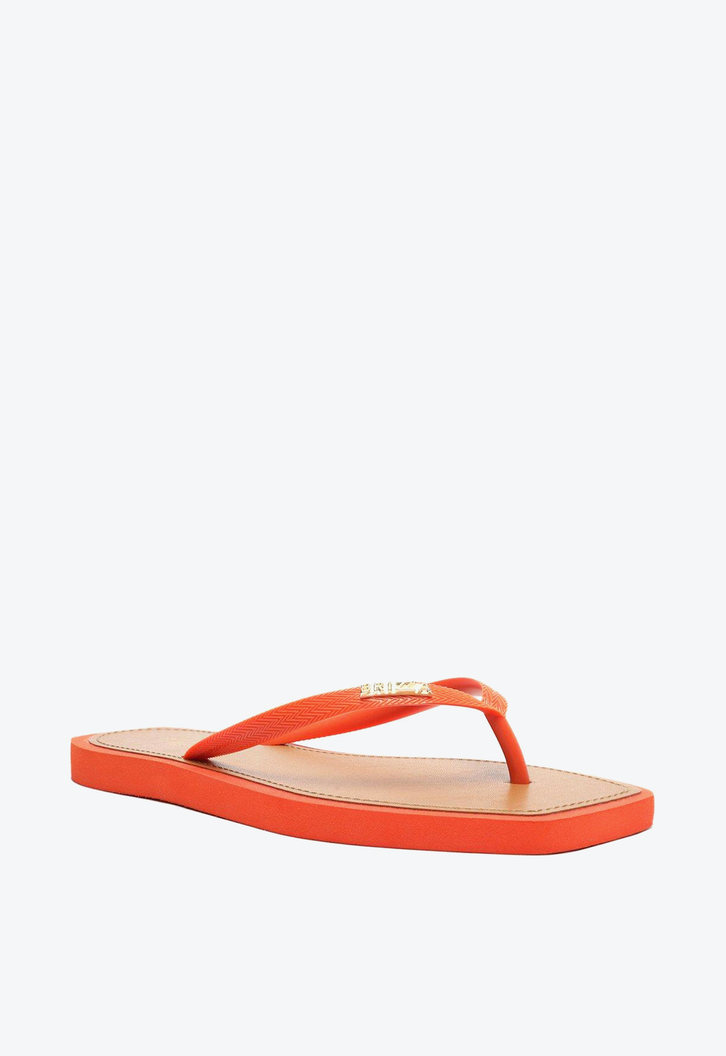 Chinelo De Dedo Laranja Brizza Square Palmilha Marrom