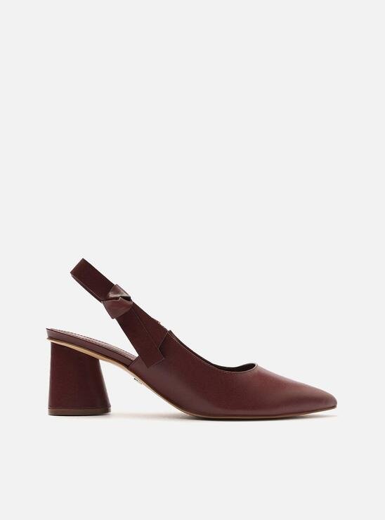 SCARPIN VERMELHO AREZZO COURO BLOCO SLINGBACK LAÇO