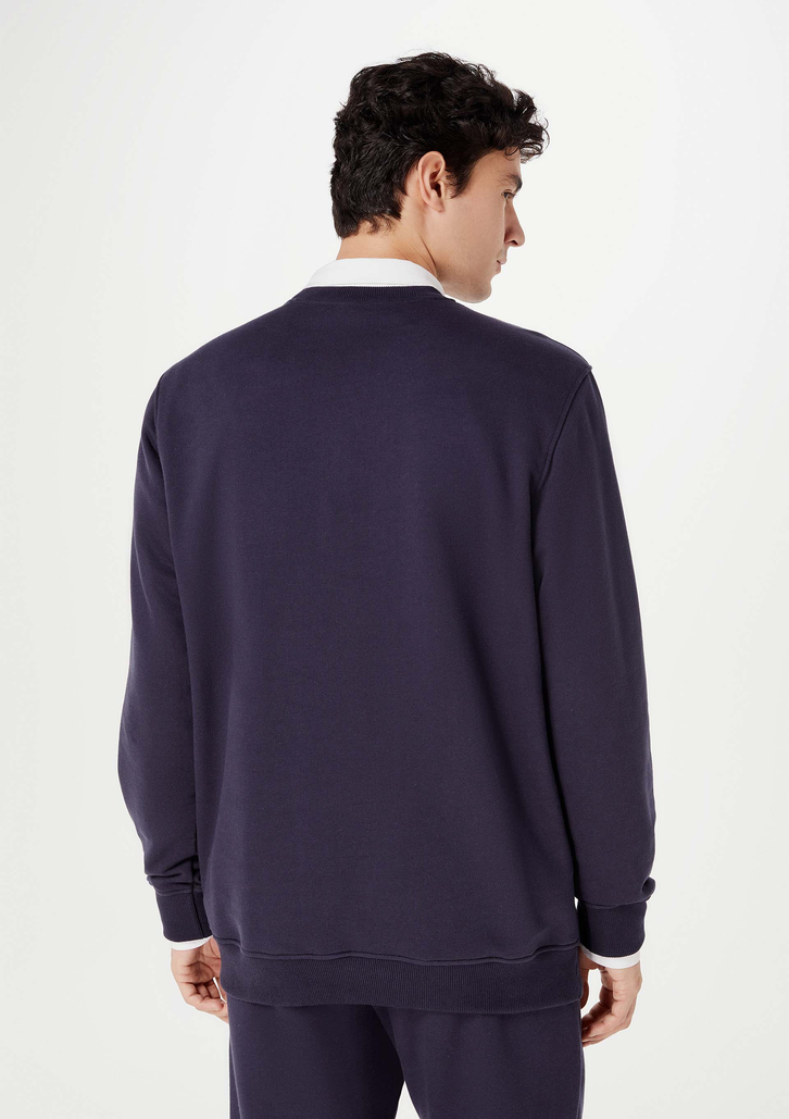 Blusão Azul Escuro Hering Básico Masculino Comfort Em Moletom Peluciado