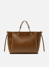 Bolsa Tote Marrom Grande Alças Correntes