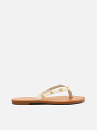 Sandália Rasteira Branca Arezzo Tiras Spikes