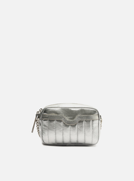 Bolsa Tiracolo Prateada Couro Francine Pequena