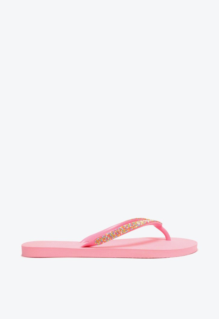 Chinelo De Dedo Rosa Brizza Tiras Coloridas