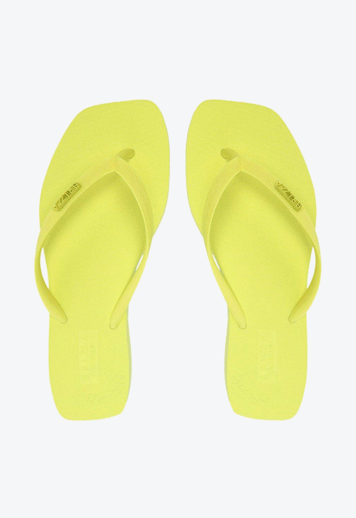 Chinelo de Dedo Amarelo Bico Quadrado Tiras Brizza