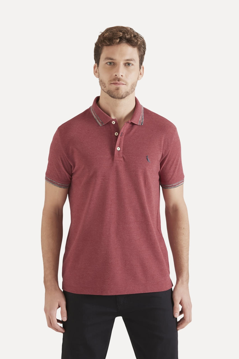 CAMISA POLO VERMELHA RESERVA FRISO RAJADO