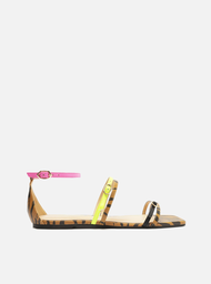 Sandália Rasteira Multicolorida Arezzo Tiras