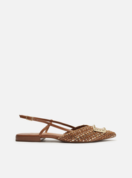 Sapatilha Marrom Arezzo Tressê Bico Fino Slingback