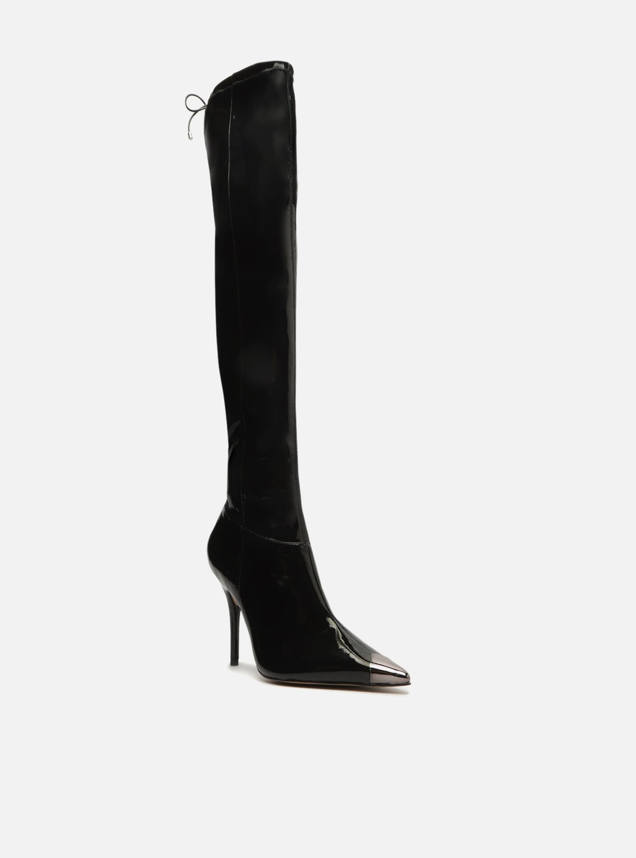 Bota Preta Arezzo Over The Knee Verniz Bico Fino | ZZ MALL