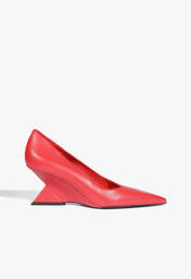 Scarpin Vermelho Schutz Couro Salto Geométrico