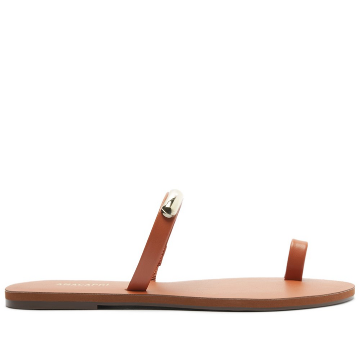 Rasteira Flat Adorno Marrom