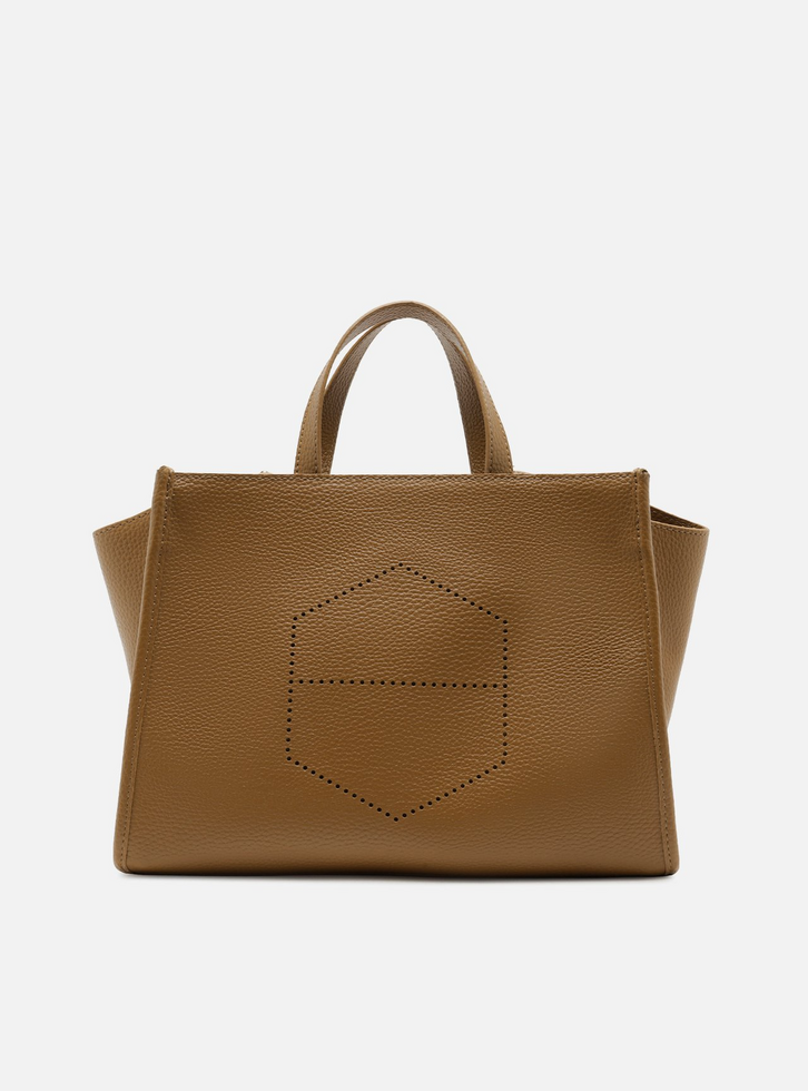 Bolsa Tote Marrom Grande Logo Perfurado