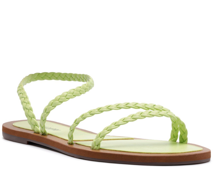 Sandália Rasteira Tiras Trançadas Verde