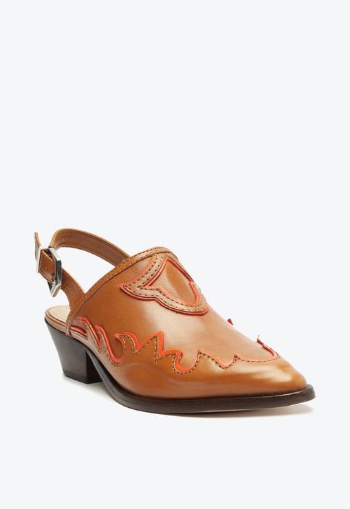 Mule Western Salto Bloco S-Adriana Couro Marrom