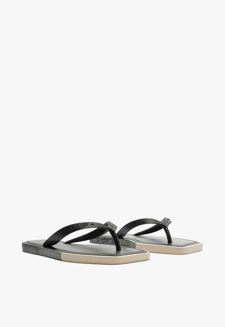 Chinelo De Dedo Preto Brizza Glitter Square