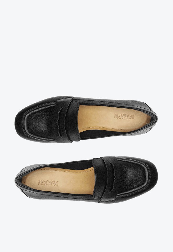 Mocassim Salto Bloco Loafer Preto