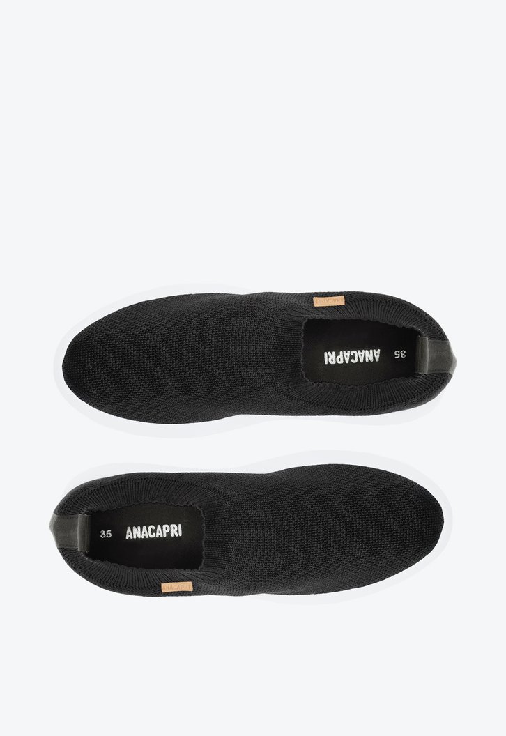 SLIP ON PRETO ANACAPRI LOGO KNIT FLATFORM