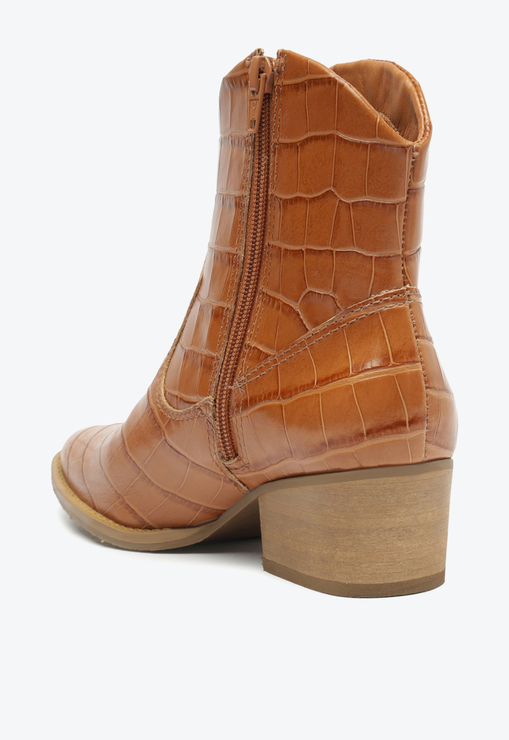 Bota Souli Couro Croco Marrom