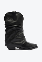 Bota Preta Schutz Cano Médio Couro