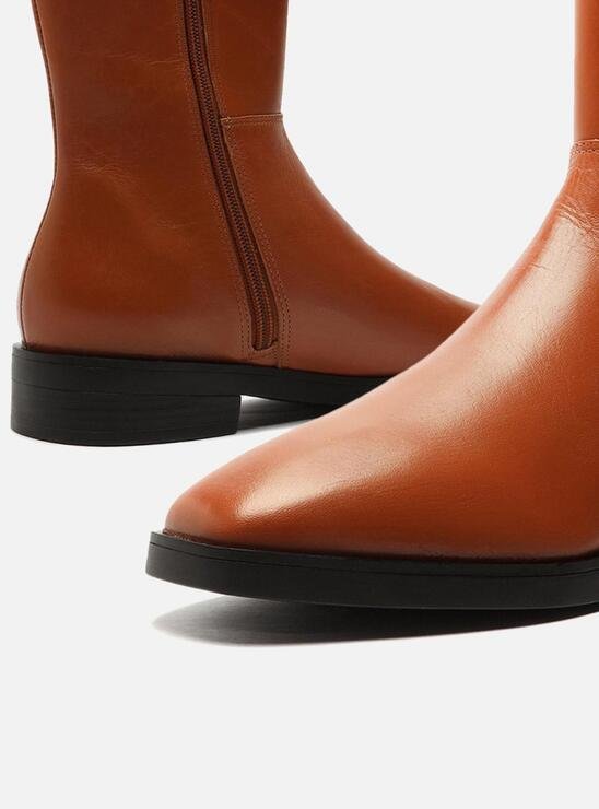 BOTA MARROM AREZZO COURO CANO MÉDIO ELÁSTICO MONTARIA