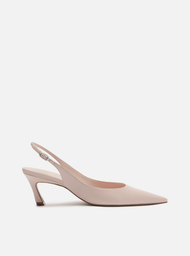 Scarpin Rosa Arezzo Couro Salto Baixo Slingback Esther