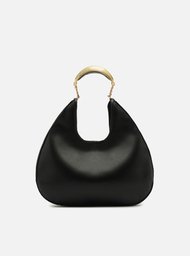 Bolsa Tiracolo Preta Arezzo Couro Média Metal Bold