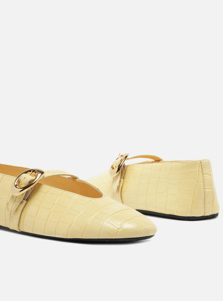 Sapatilha Boneca Amarela Croco Fivela Maxi