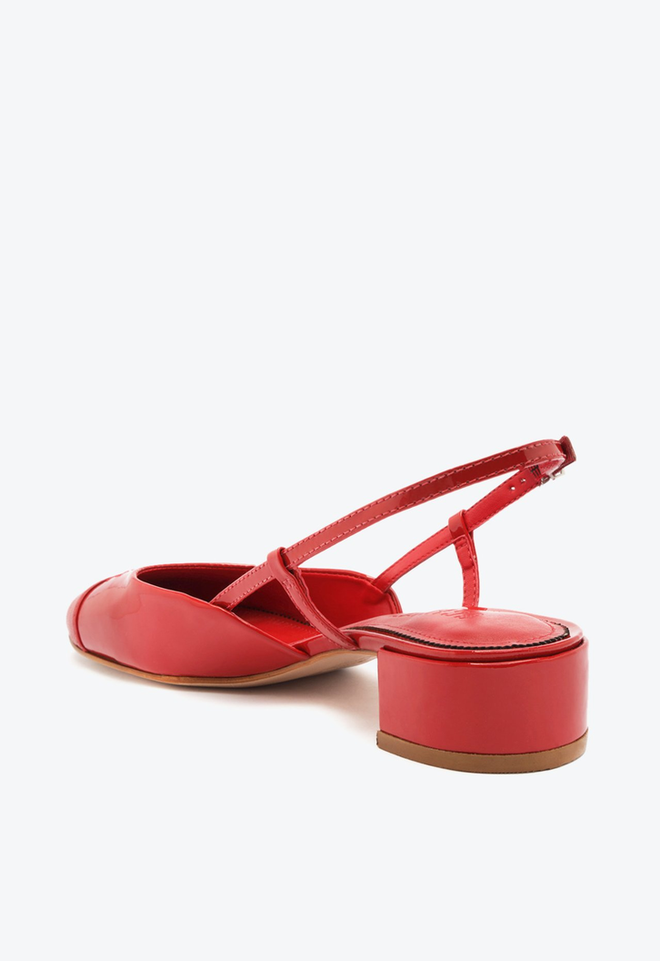 SAPATO BONECA SALTO BAIXO LOGOMANIA COURO VERMELHA