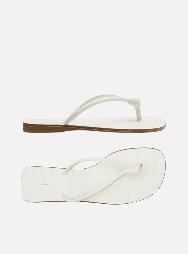 Rasteira Branca Arezzo Tiras Flip Flop