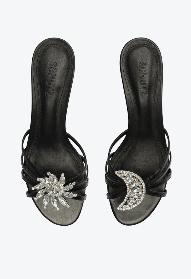 神 Sandália Preta Schutz Cosmic Mid Couro | ZZ MALL