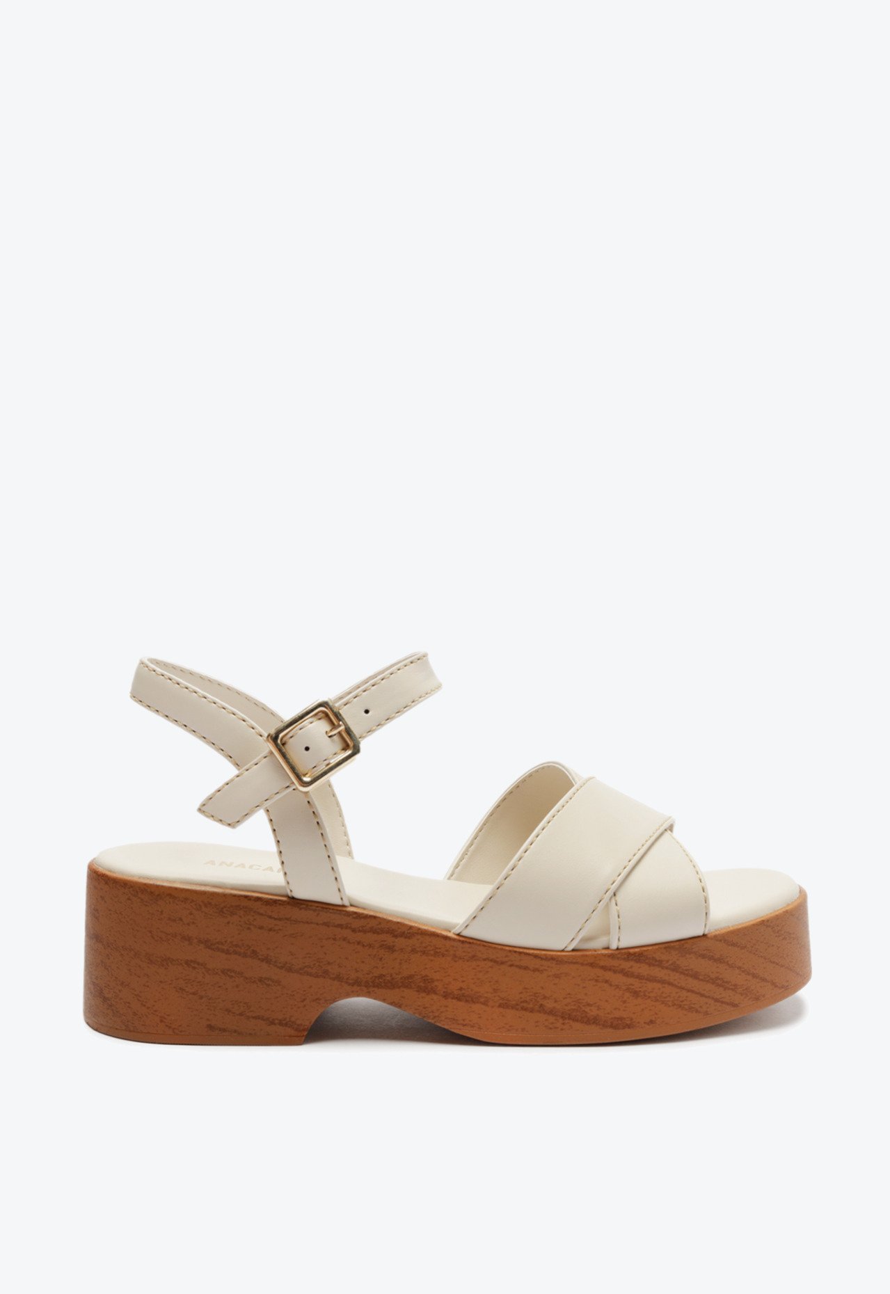 Sandália Plataforma Branca Anacapri Sola De Madeira | ZZ MALL