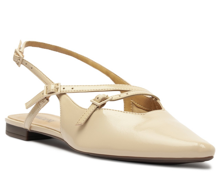 Sapatilha Slingback Fivelas Bege
