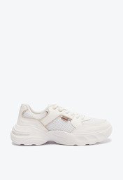 Tênis De Amarrar Branco Anacapri Chunky Detalhe Bege