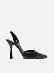 Scarpin Preto Arezzo Snake Bico Fino Aberto Tira