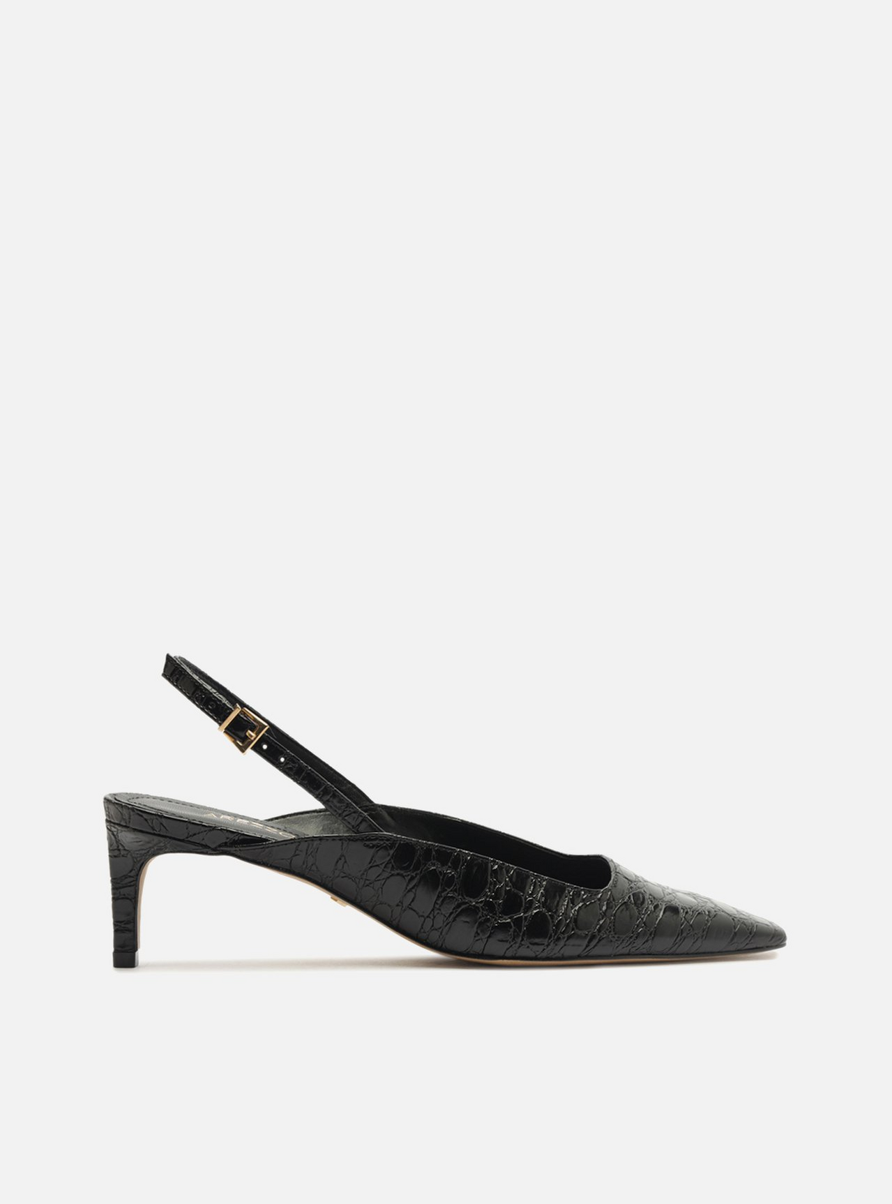 ココリコ Scarpin Marrom Croco Salto Baixo Slingback | ZZ MALL
