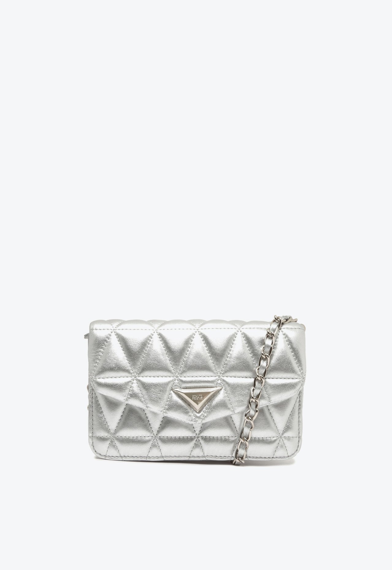 Bolsa Tiracolo Prateada Schutz 944 Couro | ZZ MALL