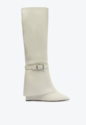 Bota Branca Schutz Cano Alto Anabela Jorian Up Couro