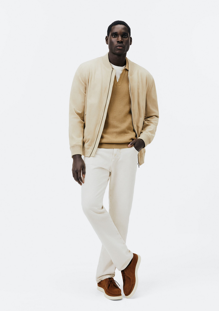 Jaqueta Bege Masculina College Bomber