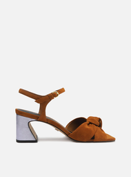 Sandália Marrom Arezzo Suede Salto Médio Flare