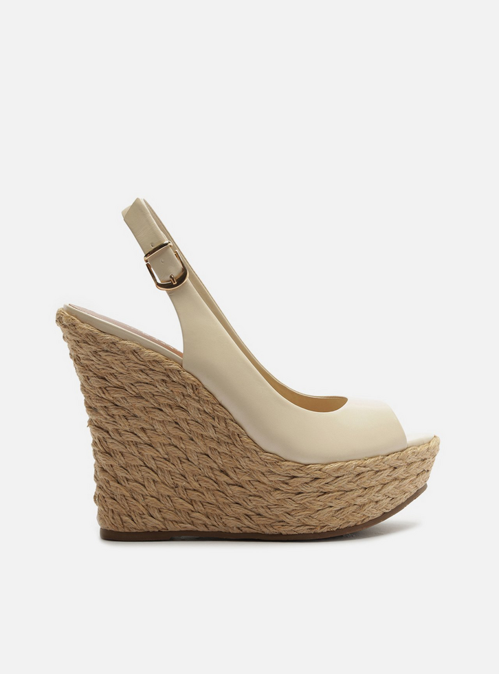 Sandália Branca Couro Plataforma Alta Giovanna