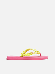 Chinelo De Dedo Rosa Arezzo Macramê Artesanal Brizza Fun