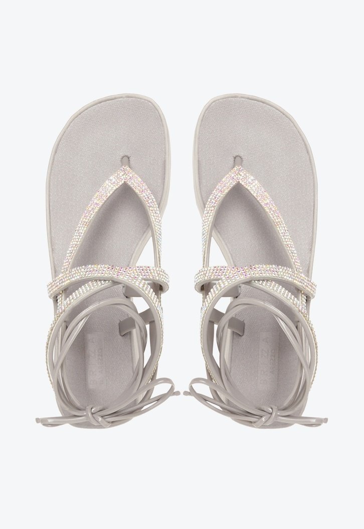 Sandália Flatform Prata Brizza Strass Amarração Bela