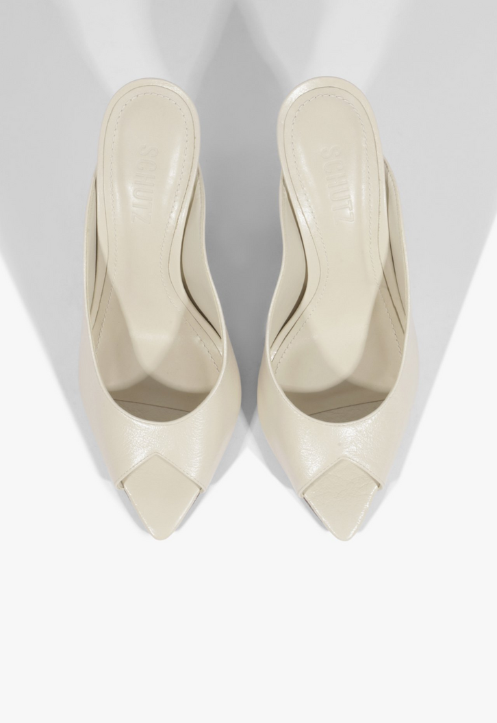 Mule Schutz Lexi Block Couro Branco | ZZ MALL