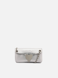 Bolsa Tiracolo Prata Arezzo Couro Pequena Coração Metal
